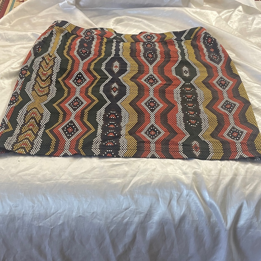 New York & Company Zigzag Mini Skirt - Red, Black, Gold